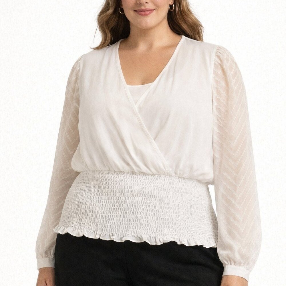 Peach Breezy White Cropped Top Size L